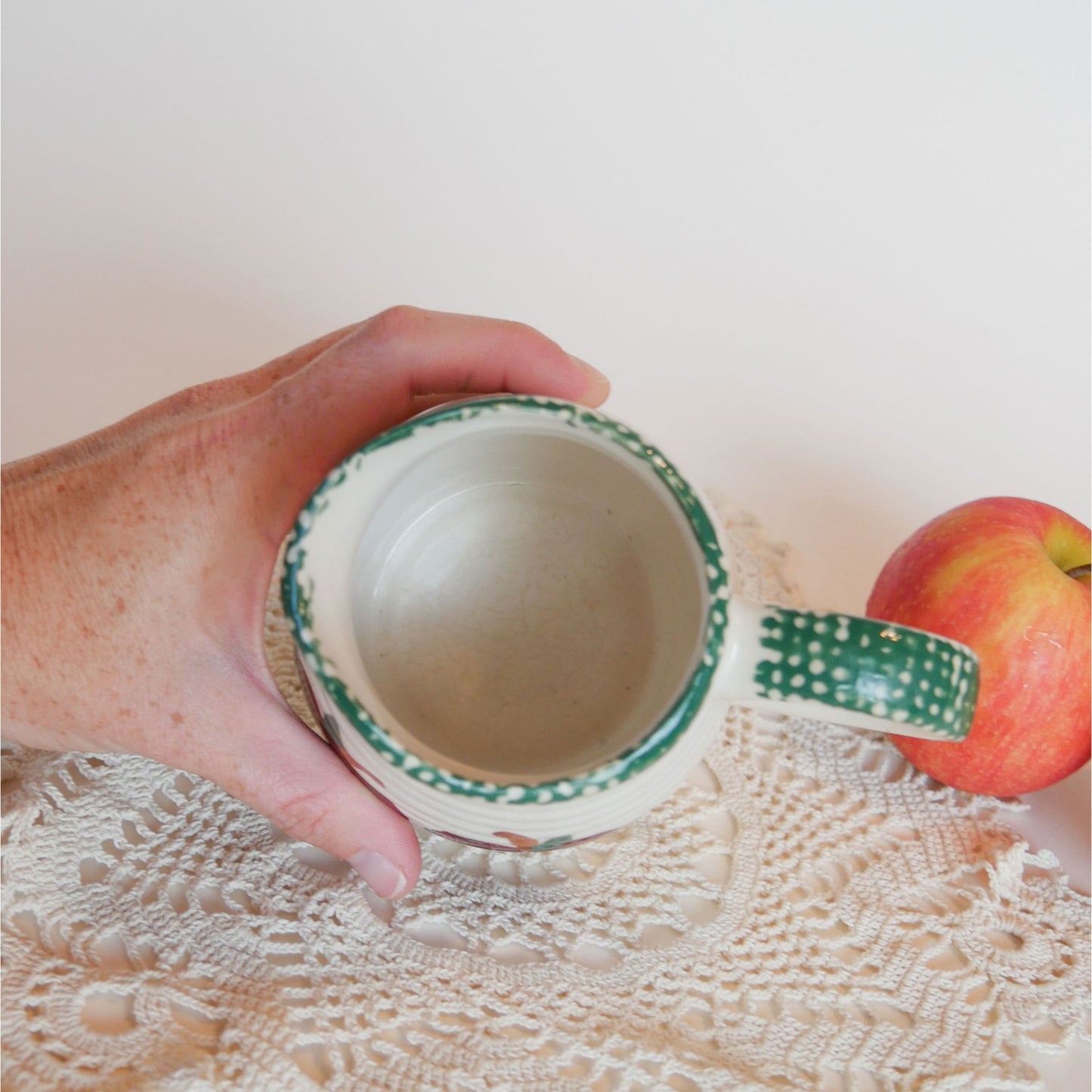 Vintage Handpainted Apple Creamer Vintage Handpainted Apple Pitcher Vintage Apple Stoneware