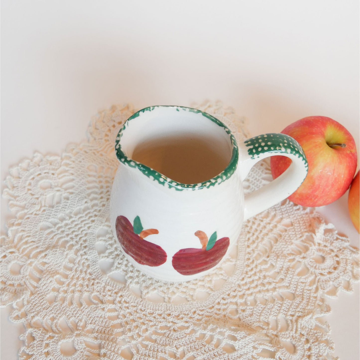 Vintage Handpainted Apple Creamer Vintage Handpainted Apple Pitcher Vintage Apple Stoneware