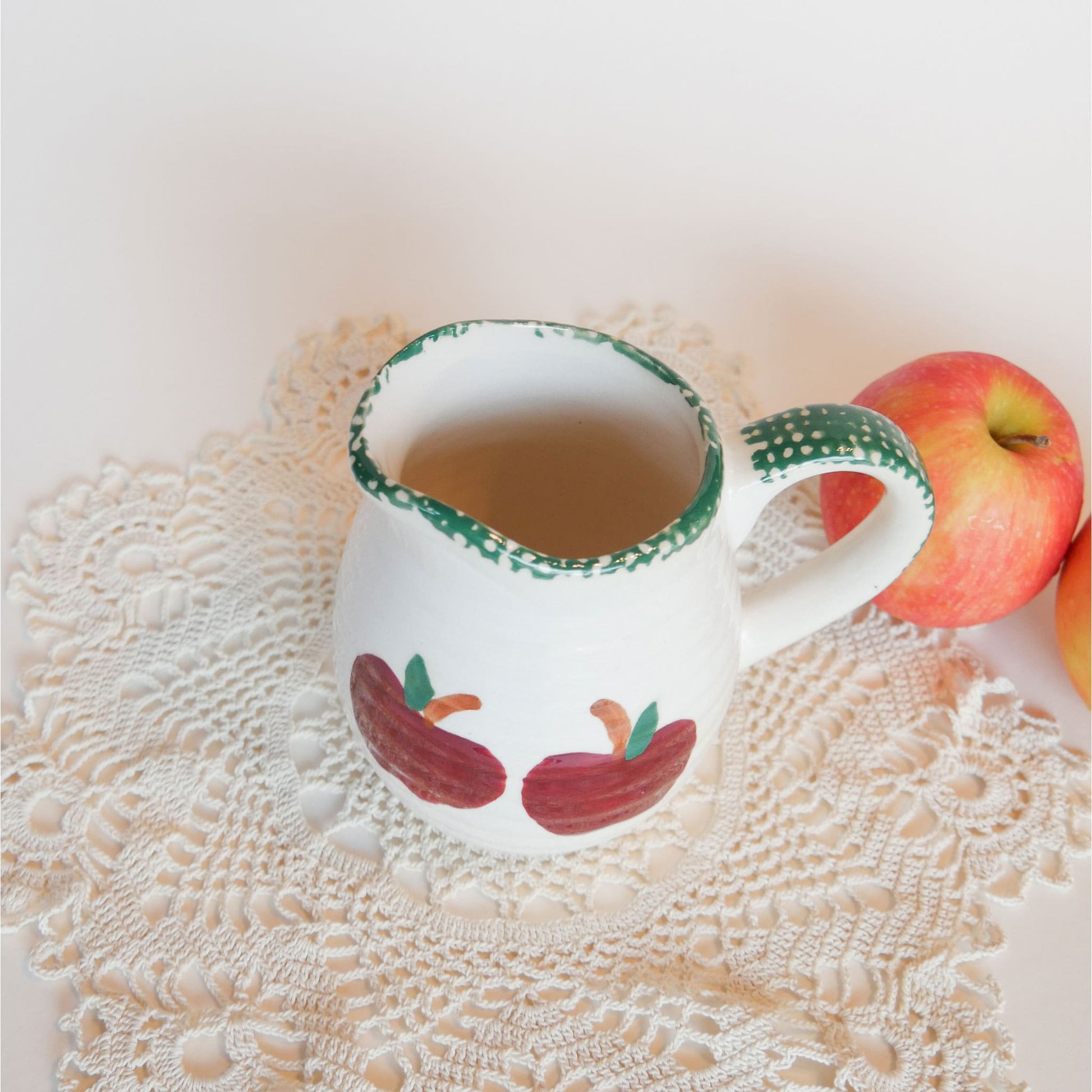 Vintage Handpainted Apple Creamer Vintage Handpainted Apple Pitcher Vintage Apple Stoneware