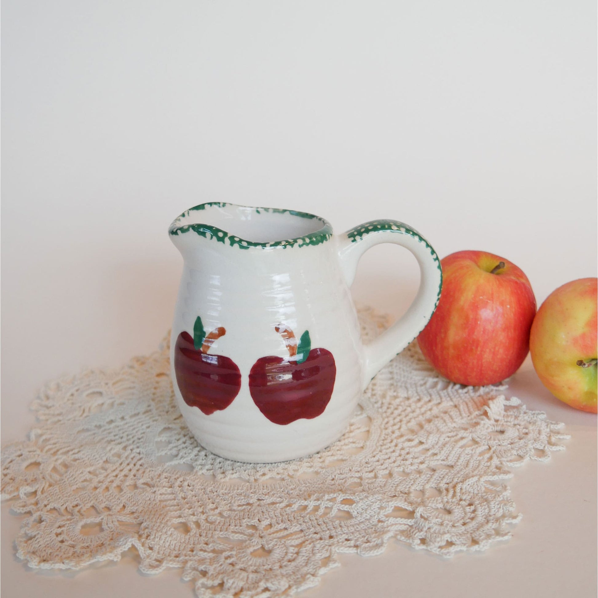 Vintage Handpainted Apple Creamer Vintage Handpainted Apple Pitcher Vintage Apple Stoneware