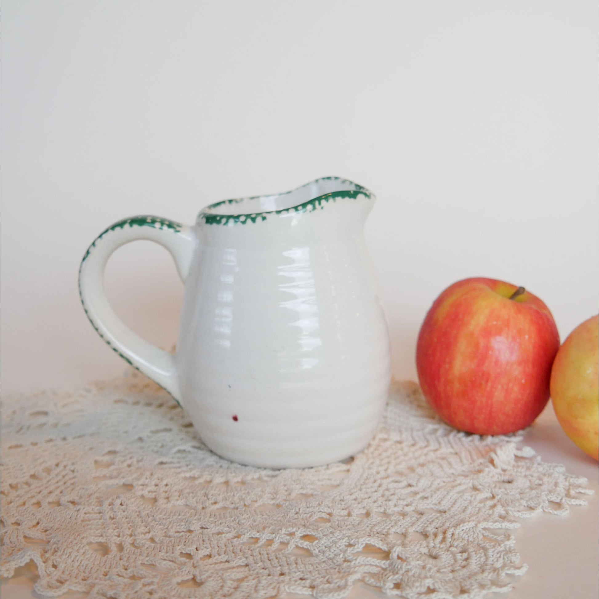 Vintage Handpainted Apple Creamer Vintage Handpainted Apple Pitcher Vintage Apple Stoneware