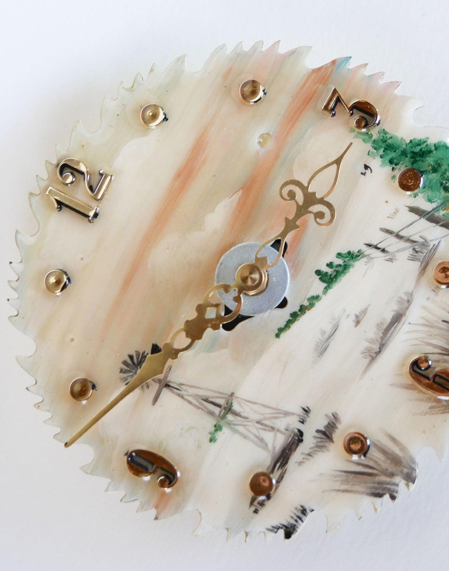 Vintage Handpainted Saw Blade Clock, Farmhouse Clock, Windmill Clock, Handpainted Windmill Clock, Vintage Home Decor