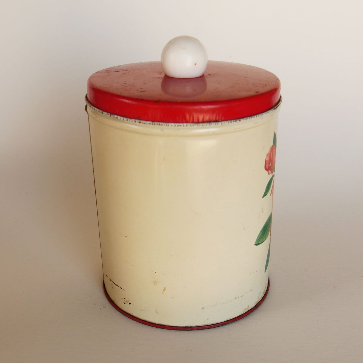 VIntage Hibiscus Tin Container, Vintage Floral Tin, Retro Vintage Tin, Vintage Floral Retro Tin, Vintage Kitchen Container, Vintage Kitchen Tin and Lid, Floral Tin and Lid