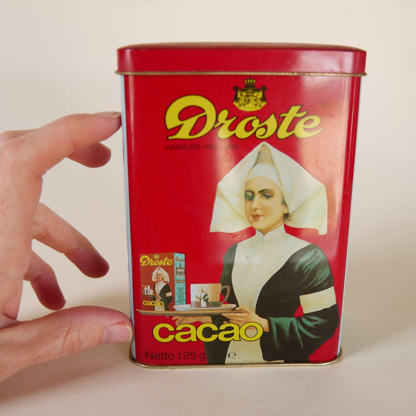 Vintage Droste Holland Cacao Tin Canister, Vintage Cocoa Tin Canister, Vintage Red Tin Canister, Vintage Holland Cocoa Tin Canister