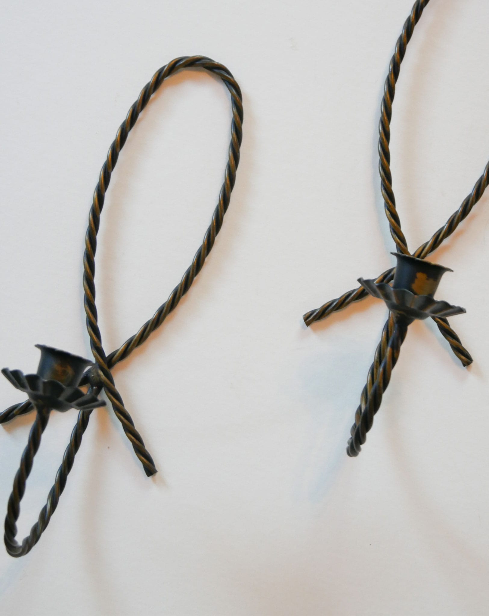 Vintage Homco Rope Candlestick Pair, Vintage Metal Twisted Rope Candlestick Sconces, Pair Vintage CAndlestick Sconces