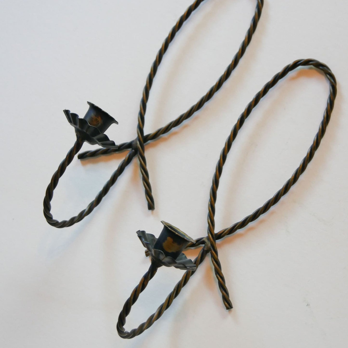 Vintage Homco Rope Candlestick Pair, Vintage Metal Twisted Rope Candlestick Sconces, Pair Vintage CAndlestick Sconces