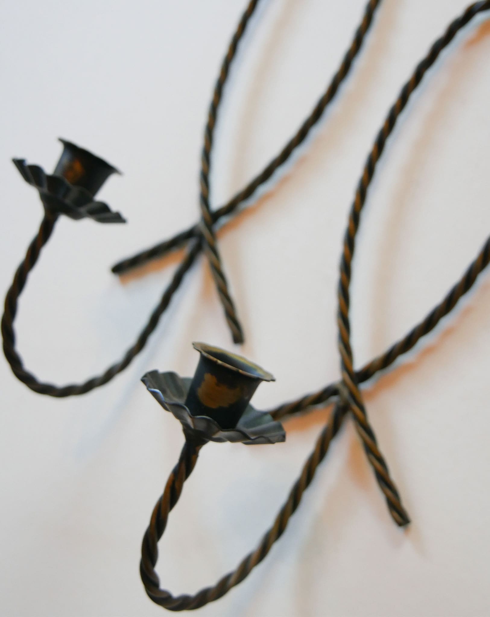 Vintage Homco Rope Candlestick Pair, Vintage Metal Twisted Rope Candlestick Sconces, Pair Vintage CAndlestick Sconces