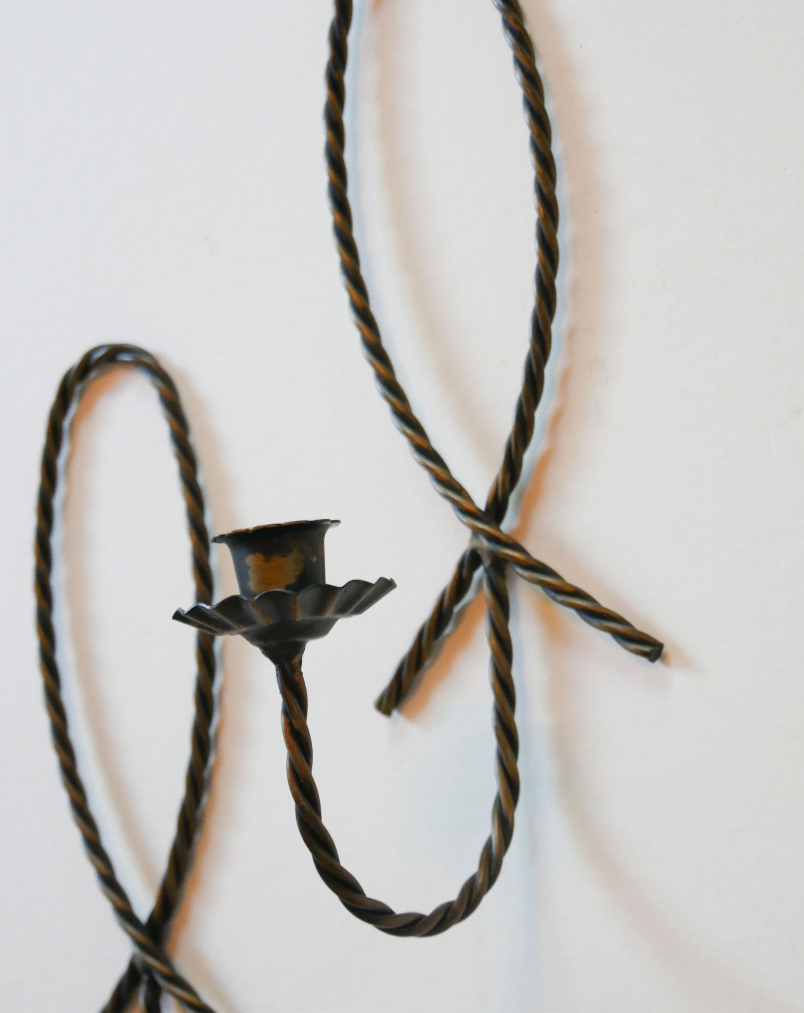 Vintage Homco Rope Candlestick Pair, Vintage Metal Twisted Rope Candlestick Sconces, Pair Vintage CAndlestick Sconces