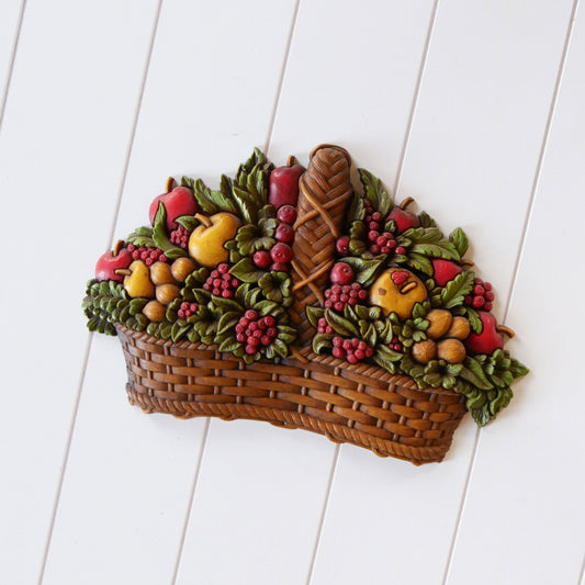 Vintage Homco Fruit Basket Wall Plaque, HOmco Fruit Wall Decor, Vintage Fruit Decor, Vintage Fruit Wall Decor, Vintage Home Decor