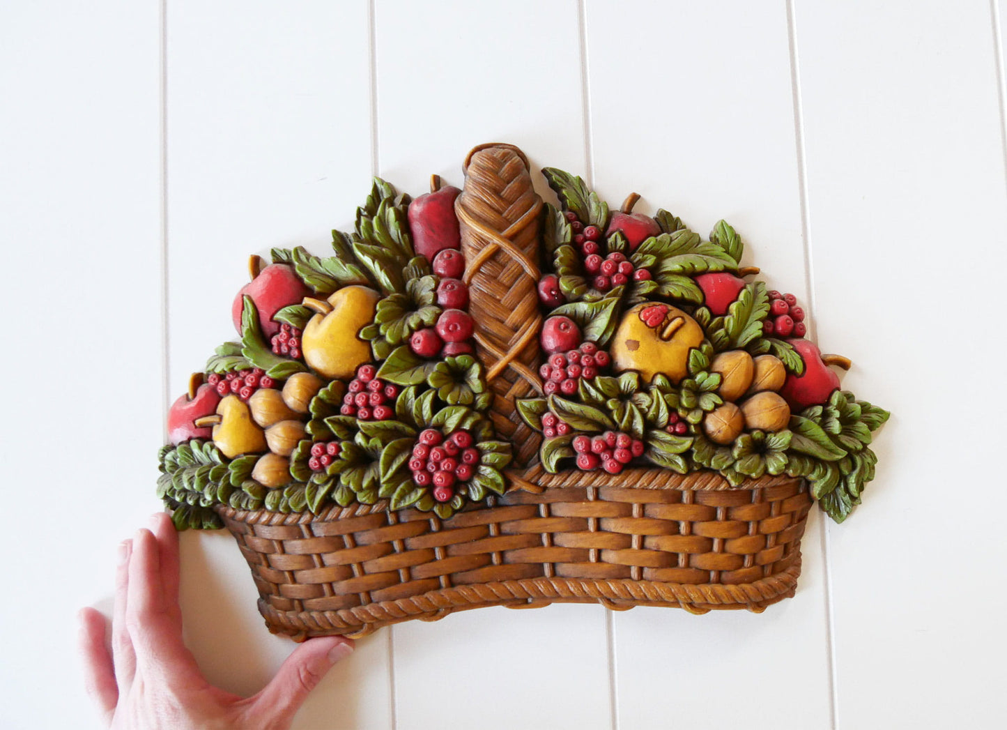 Vintage Homco Fruit Basket Wall Plaque, HOmco Fruit Wall Decor, Vintage Fruit Decor, Vintage Fruit Wall Decor, Vintage Home Decor
