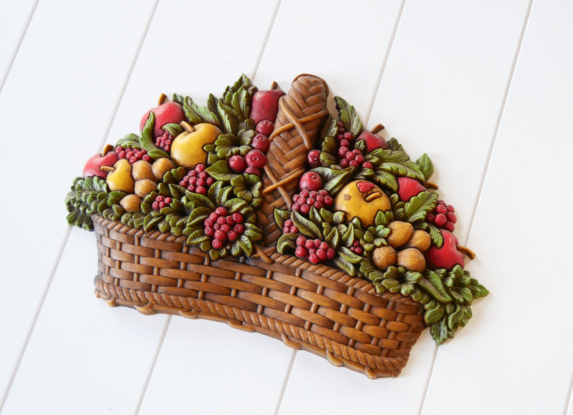 Vintage Homco Fruit Basket Wall Plaque, HOmco Fruit Wall Decor, Vintage Fruit Decor, Vintage Fruit Wall Decor, Vintage Home Decor