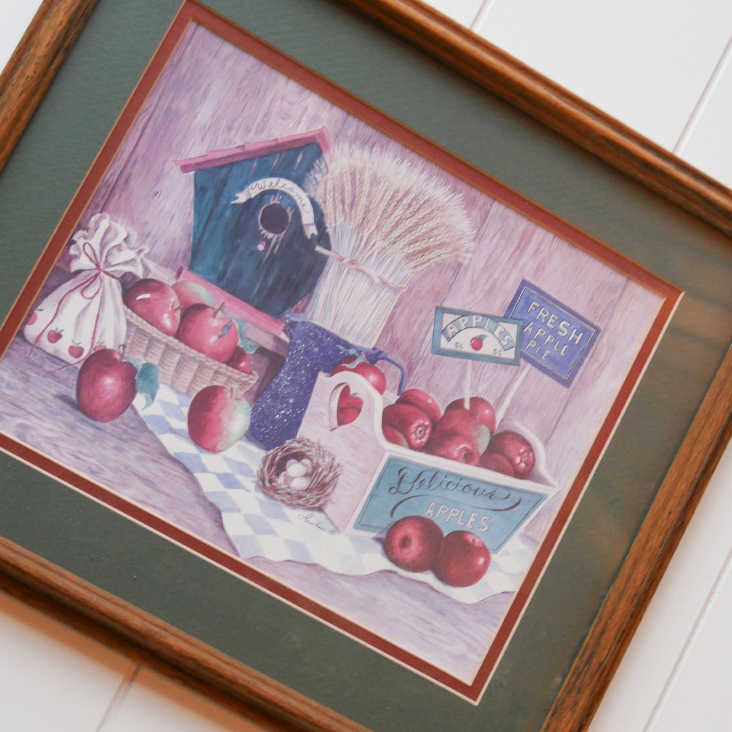 Vintage Home Interiors Framed Apple Print Vintage Country Farmhouse Wall Decor