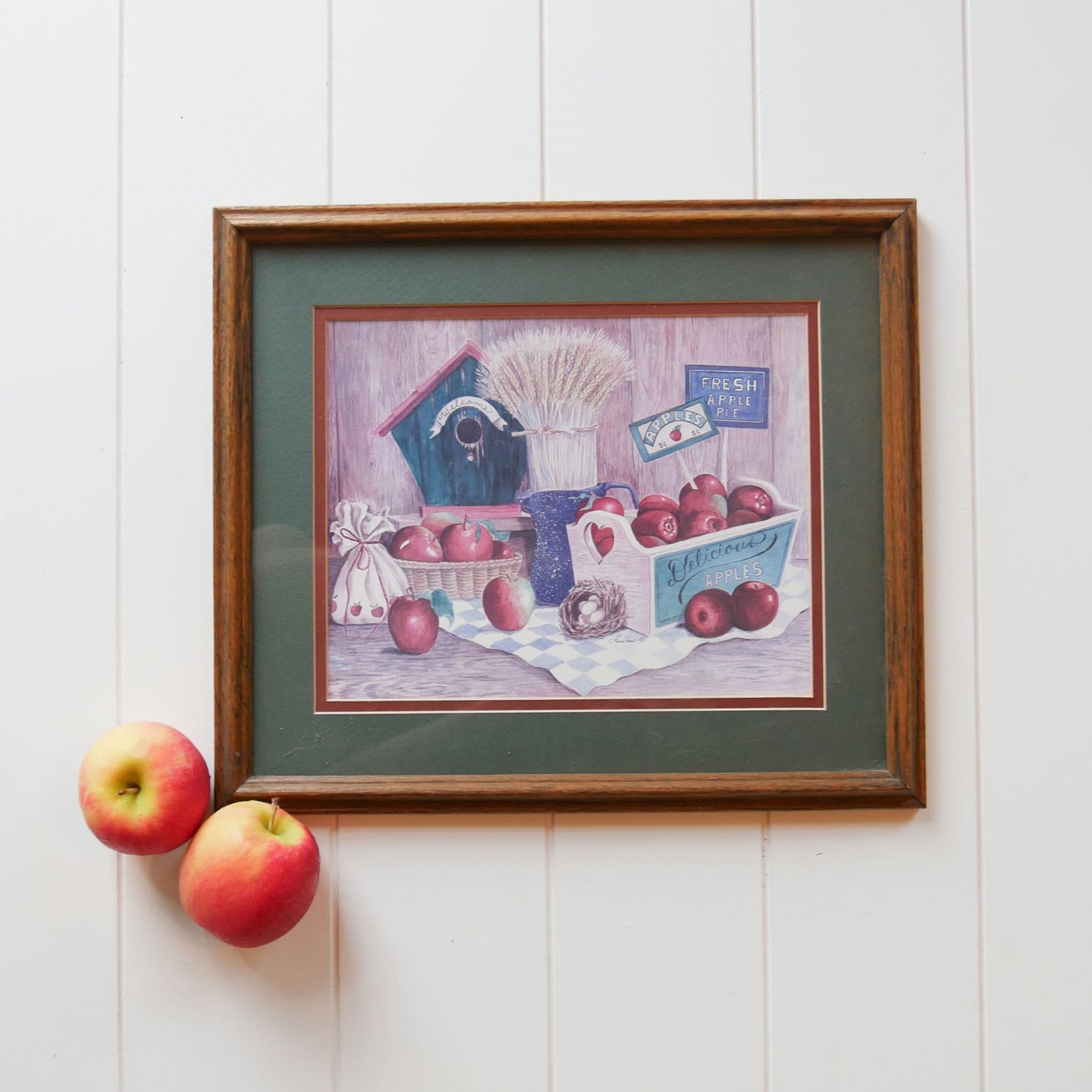 Vintage Home Interiors Framed Apple Print Vintage Country Farmhouse Wall Decor