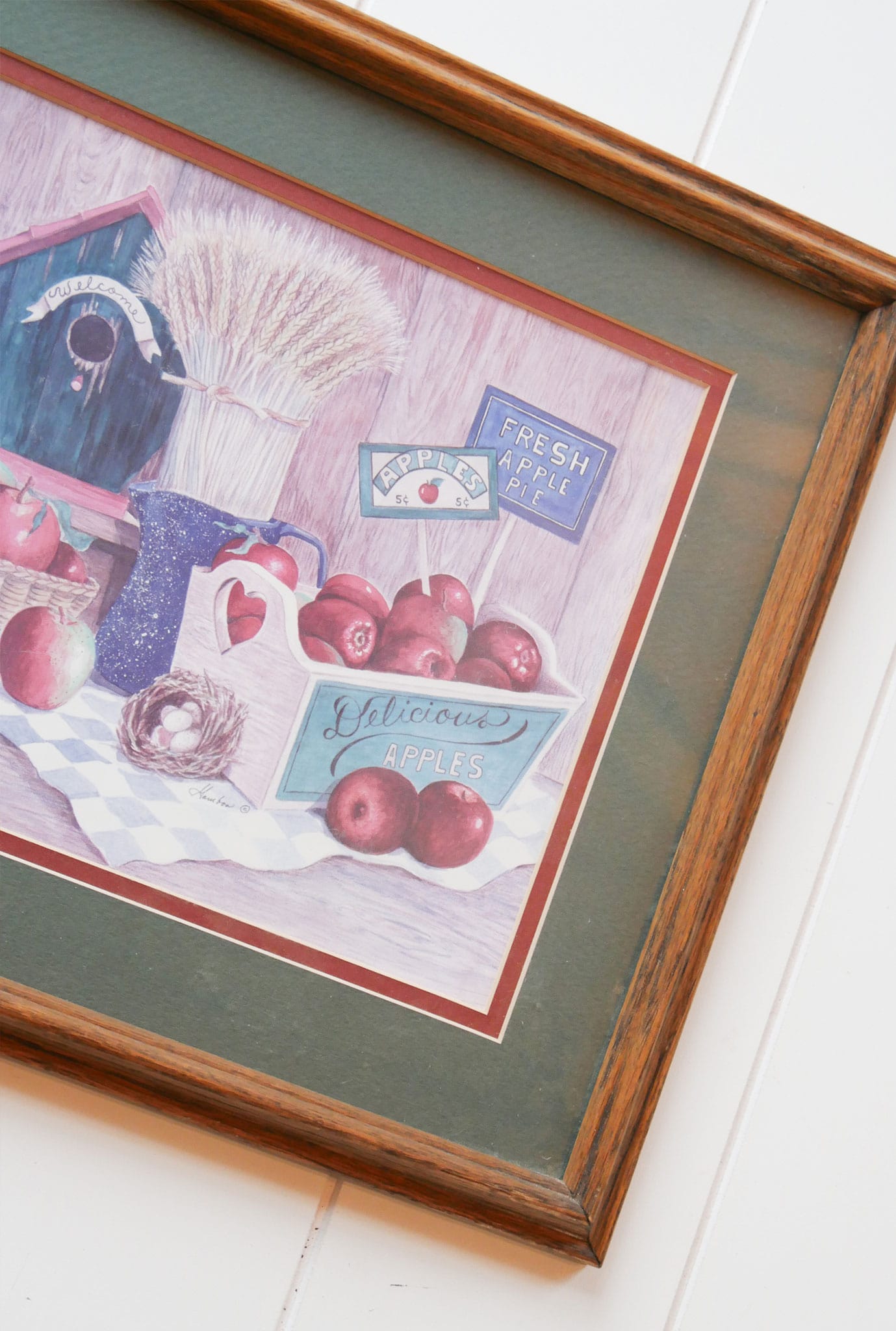 Vintage Home Interiors Framed Apple Print Vintage Country Farmhouse Wall Decor