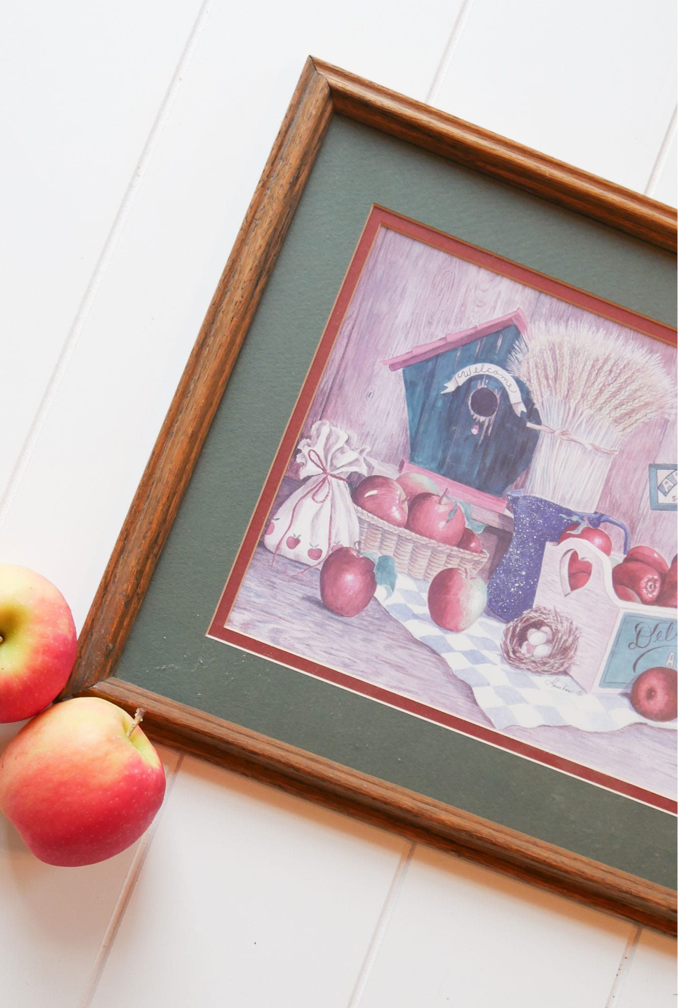 Vintage Home Interiors Framed Apple Print Vintage Country Farmhouse Wall Decor