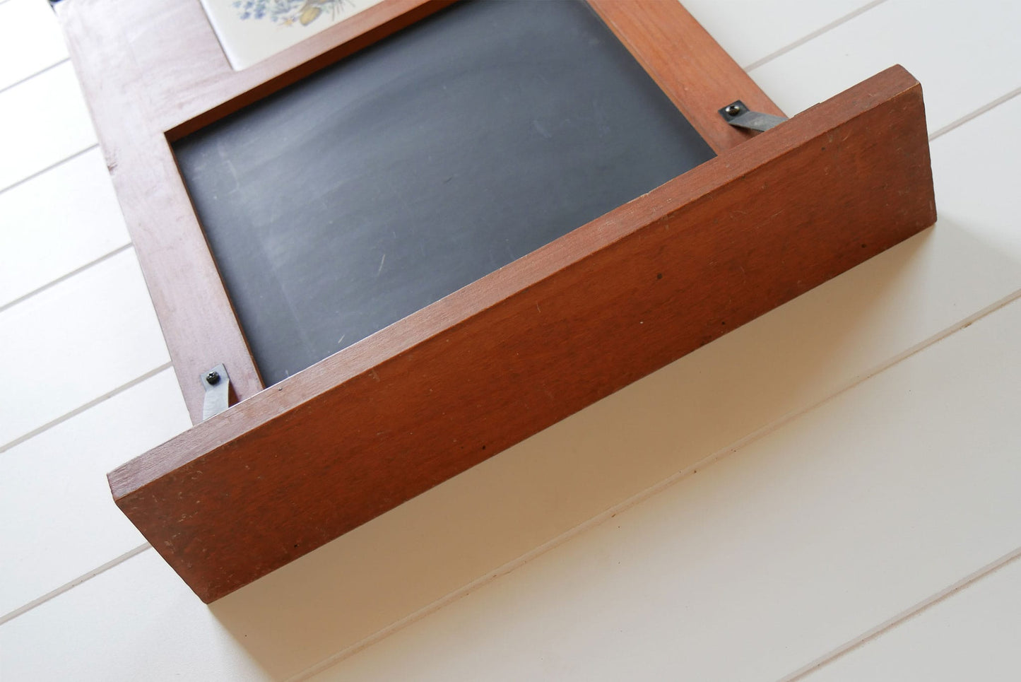 Vintage Wood Chalk Board with Home and Garden Floral Design Tile Feature, Vintage Chalkboard Sign, Vintage Floral Wood Chalkboard Sign