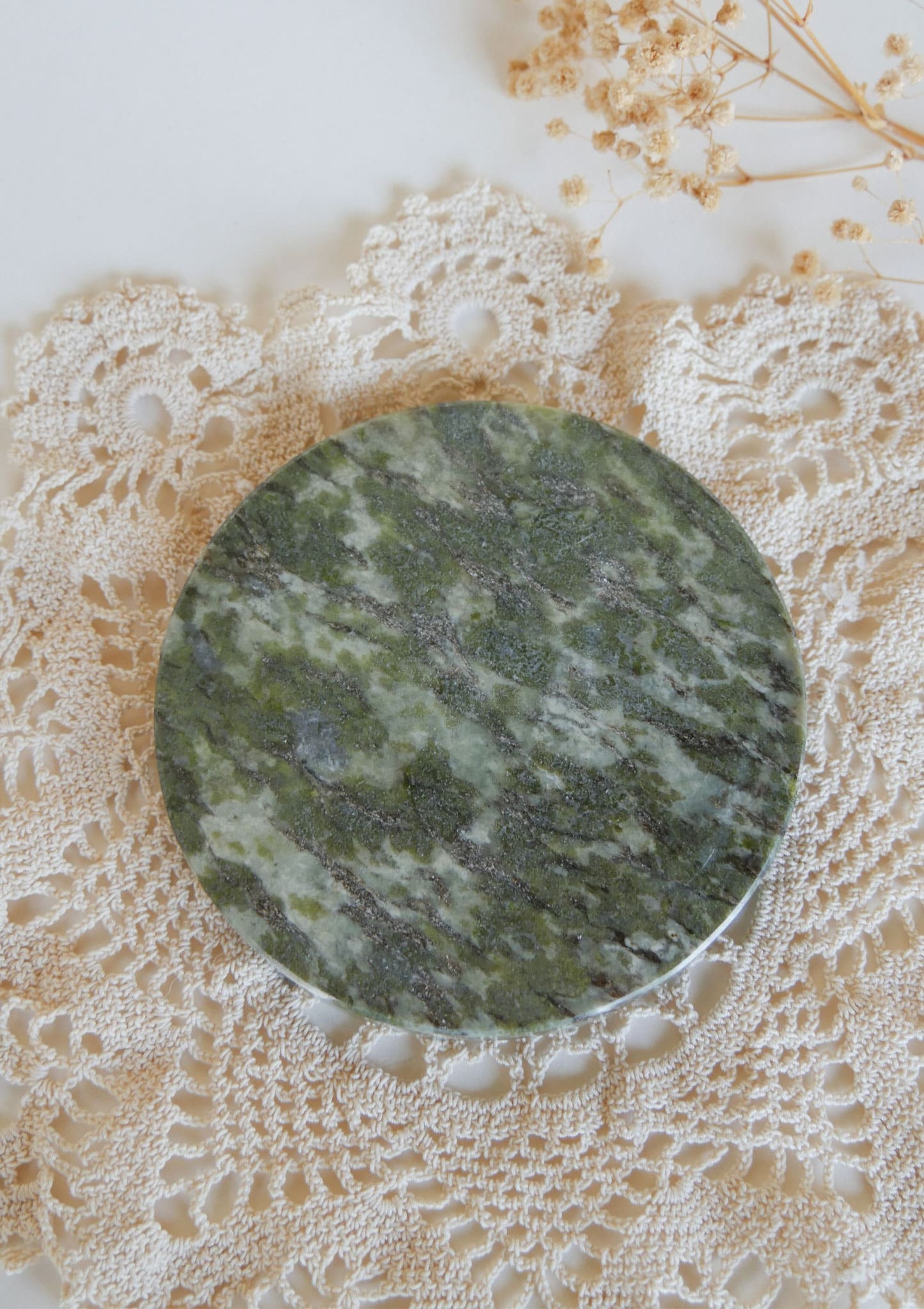 Connemara Marble Paper Weight or Coaster, Republic of Ireland Green Irish Marble