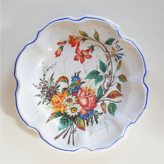 Vintage Italian Scalloped Wildflower Decorative Plate, Floral Decorative Plate, Gallery Wall Plate, Floral Gallery Plate Wall, Vintage Floral Plate, Vintage Home Decor, Vintage Wall Decor