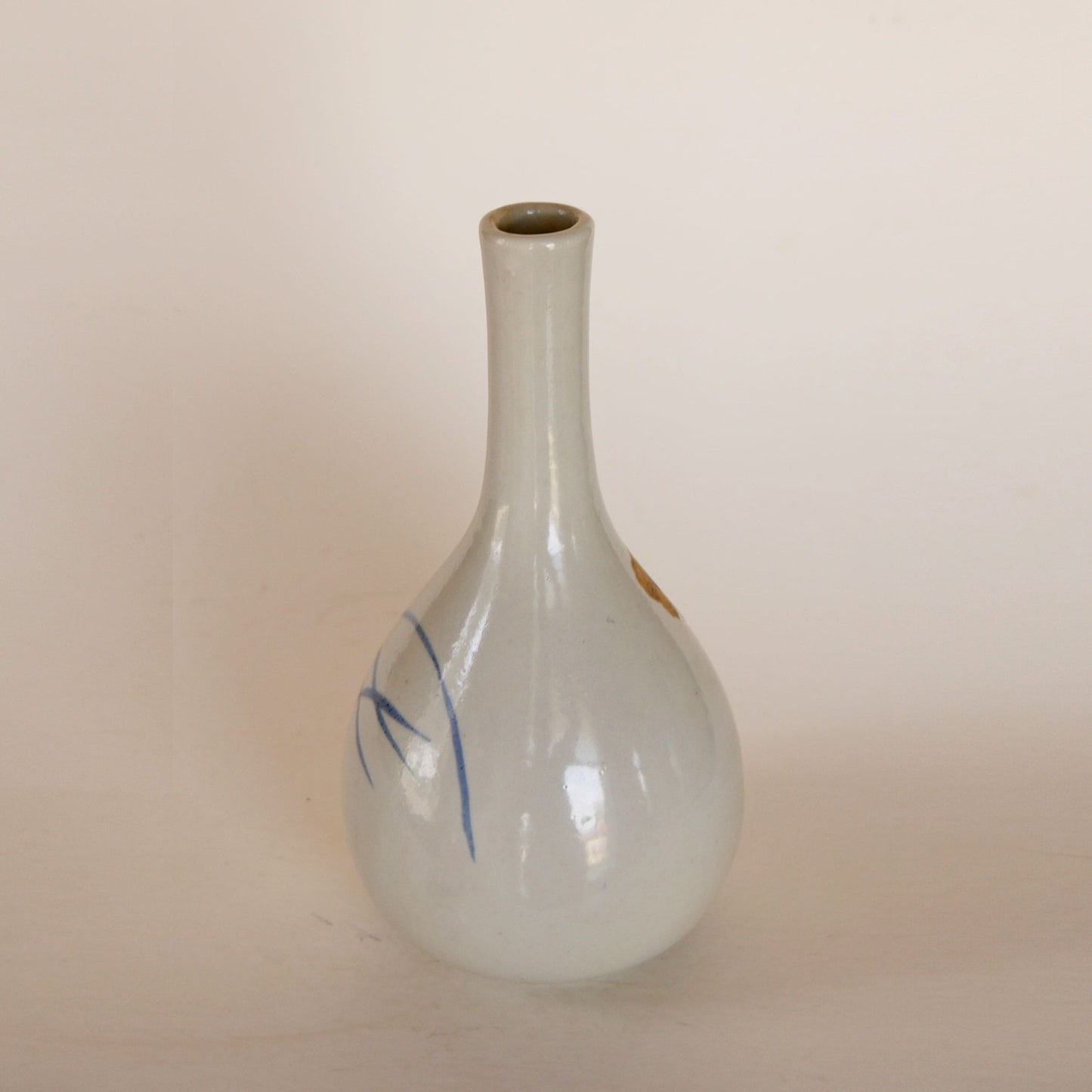 Vintage Japanese Blue and White Porcelain Long Neck Vase, Cottage Porcelain Long Neck Vase, Vintage Porcelain Japanese Vase