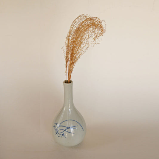 Vintage Japanese Blue and White Porcelain Long Neck Vase, Cottage Porcelain Long Neck Vase, Vintage Porcelain Japanese Vase