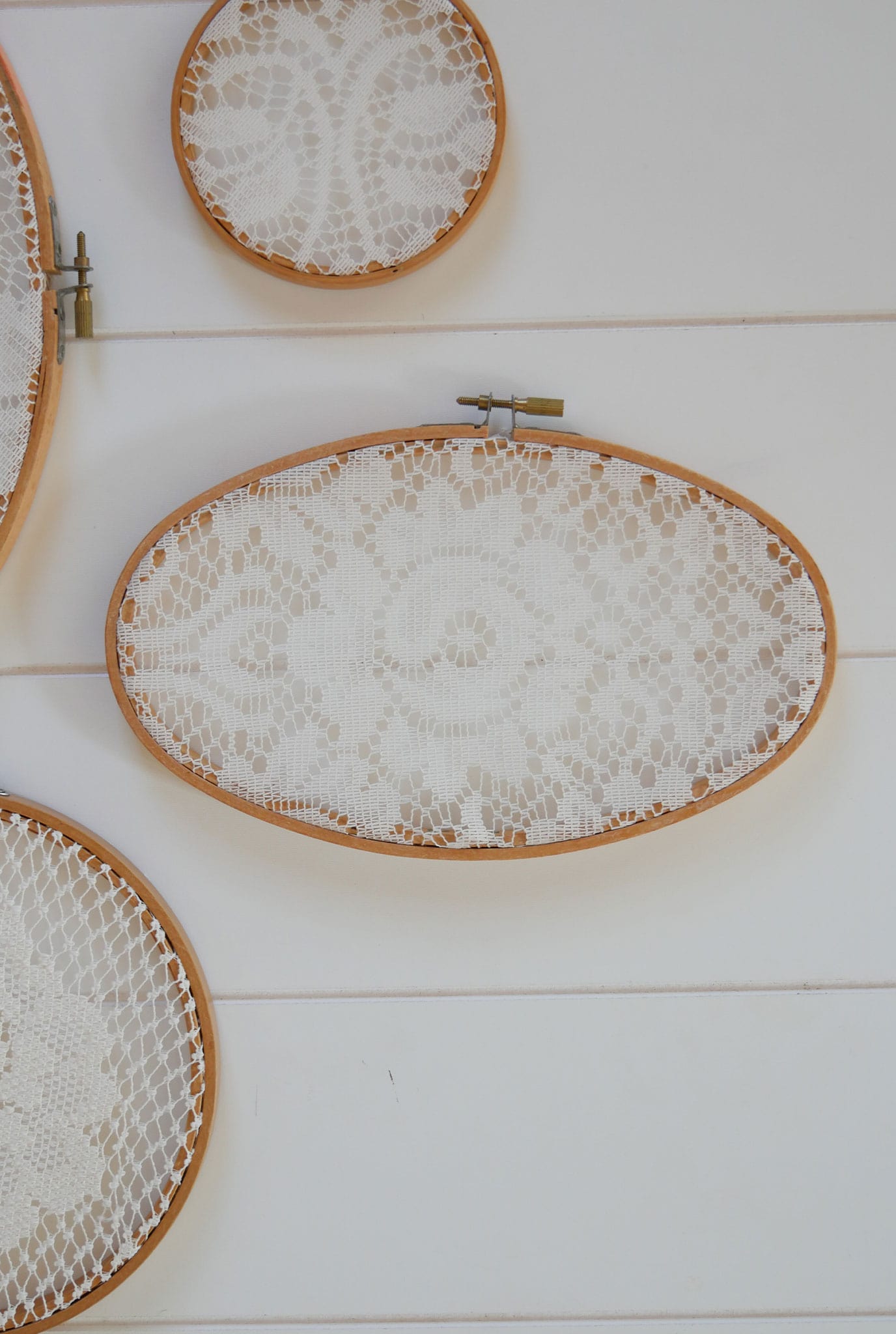 Vintage Gallery Wall, Vintage Lace Gallery Wall, Vintage Embroidery Hoop Wall Display, Vintage Gallery Wall