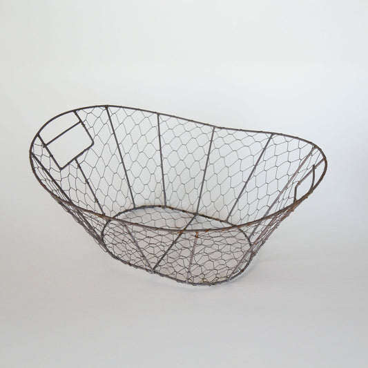 Vintage Wire Basket, Vintage Chicken Wire Basket, Vintage Oval Wire Basket, Vintage Egg Basket