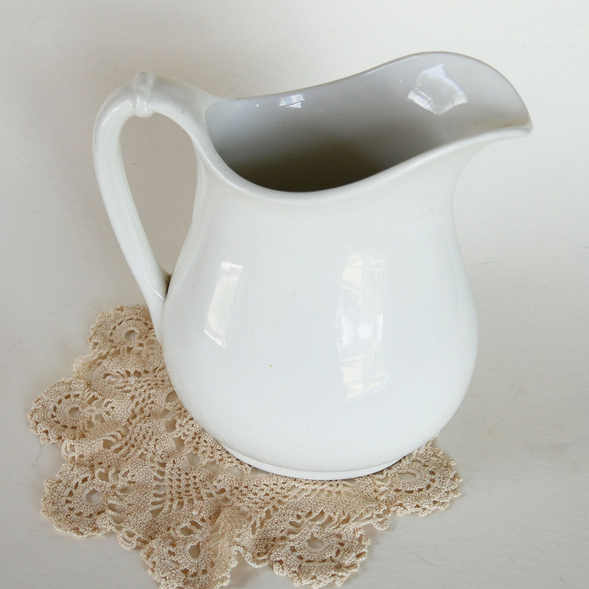 Vintage Large White Ironstone Pitcher, VIntage Ironstone Pitcher, Vintage Iron Pitcher, Vintage White Picture, Cottagecore Vase, Cottagecore Pitcher, Farmhouse White Pitcher, Vintage Farmhouse Stoneware Pitcher, Antique Ironstone Pitcher, Vintage Ironstone Pitcher