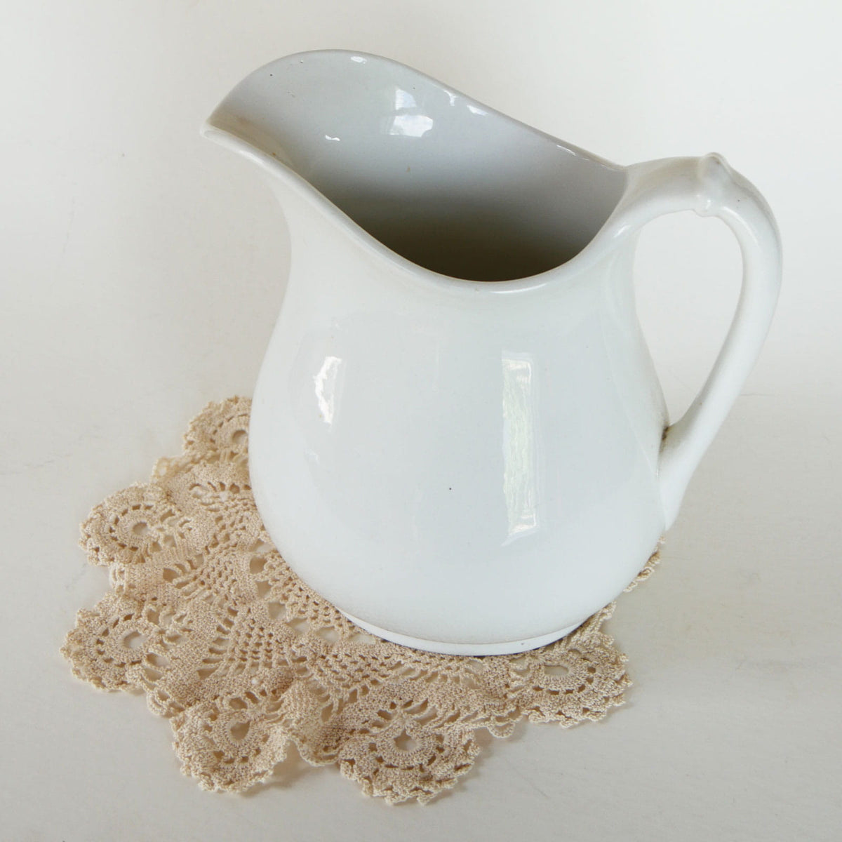 Vintage Large White Ironstone Pitcher, VIntage Ironstone Pitcher, Vintage Iron Pitcher, Vintage White Picture, Cottagecore Vase, Cottagecore Pitcher, Farmhouse White Pitcher, Vintage Farmhouse Stoneware Pitcher, Antique Ironstone Pitcher, Vintage Ironstone Pitcher