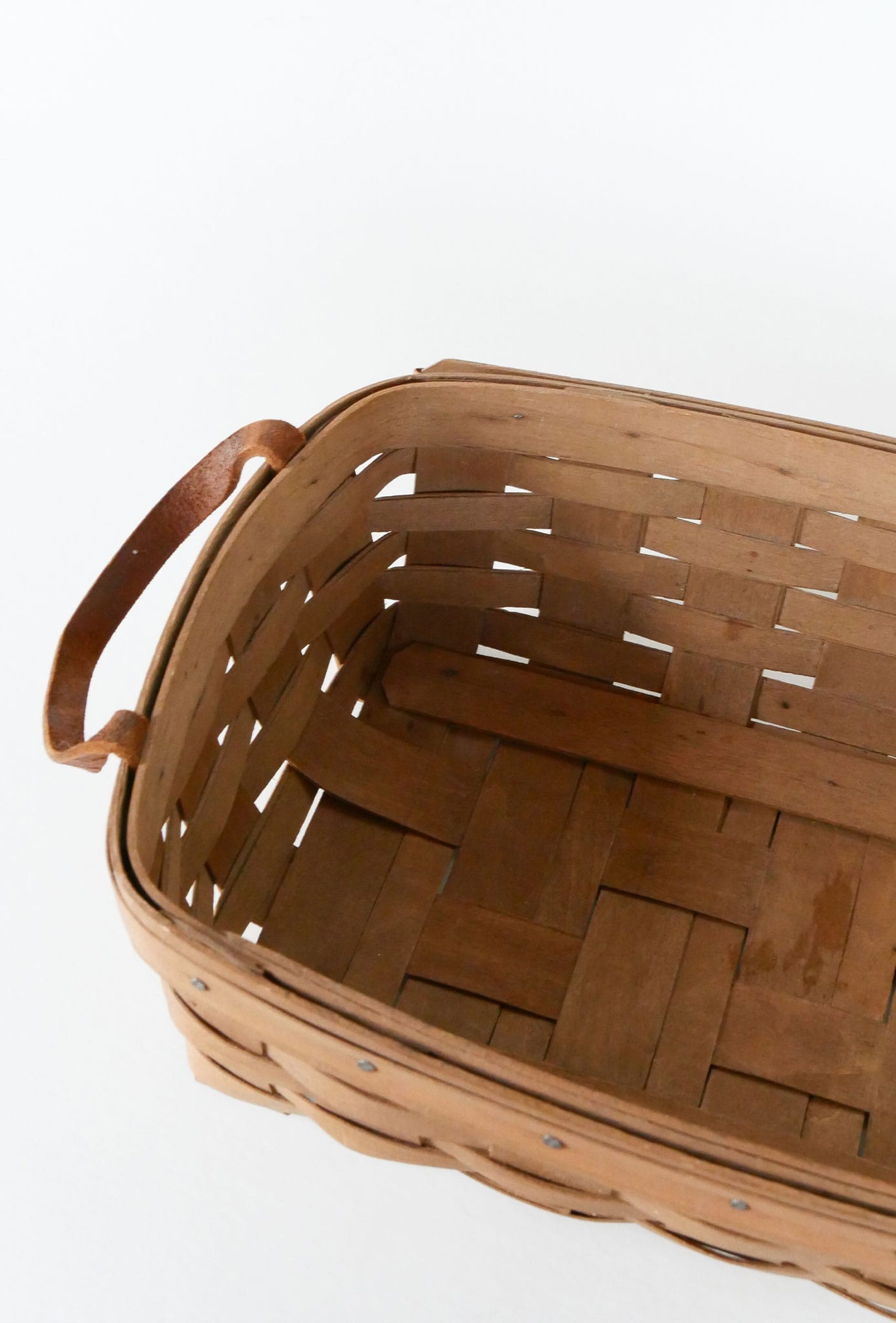 Vintage Longaberger Basket Tray with Leather Handles, Vintage Brown Longaberger Basket, Longaberger Basket Tray