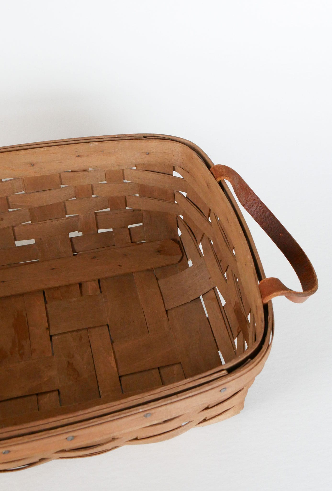 Vintage Longaberger Basket Tray with Leather Handles, Vintage Brown Longaberger Basket, Longaberger Basket Tray