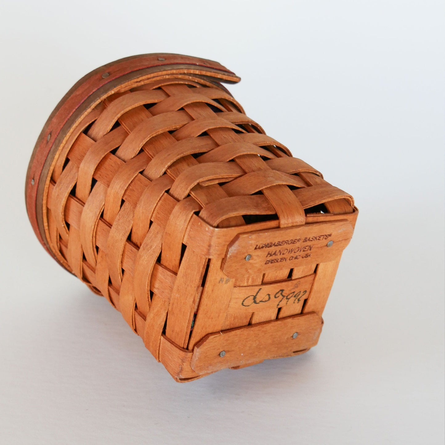 Longaberger Spoon Basket with Liner, Vintage Longaberger Spoon Basket, Vintage Longaberger Small Basket, Vintage Round Longaberger Pen Basket, Vintage Wicker Desk Basket