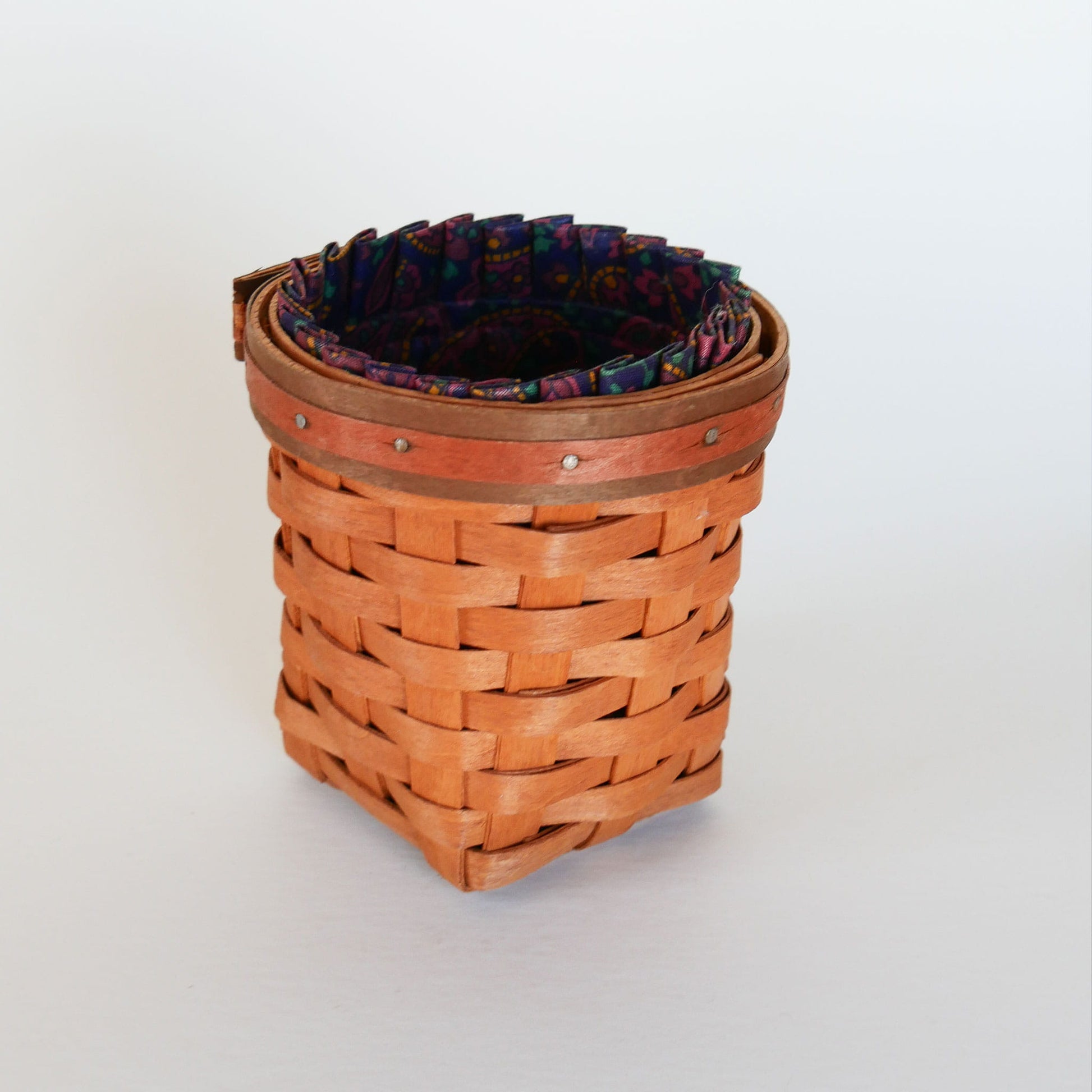 Longaberger Spoon Basket with Liner, Vintage Longaberger Spoon Basket, Vintage Longaberger Small Basket, Vintage Round Longaberger Pen Basket, Vintage Wicker Desk Basket