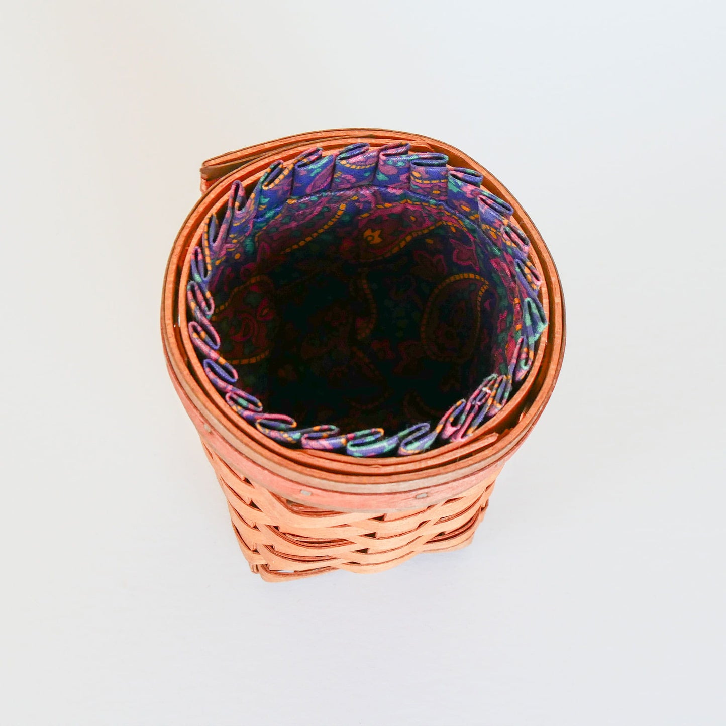 Longaberger Spoon Basket with Liner, Vintage Longaberger Spoon Basket, Vintage Longaberger Small Basket, Vintage Round Longaberger Pen Basket, Vintage Wicker Desk Basket
