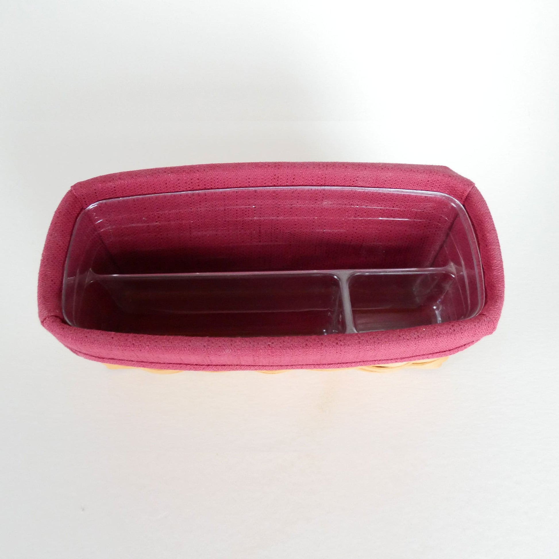 Vintage Longaberger Basket Tray with Red Liner, Vintage Longaberger and Liner, Vintage Basket Tray Divider, Vintage Home Decor