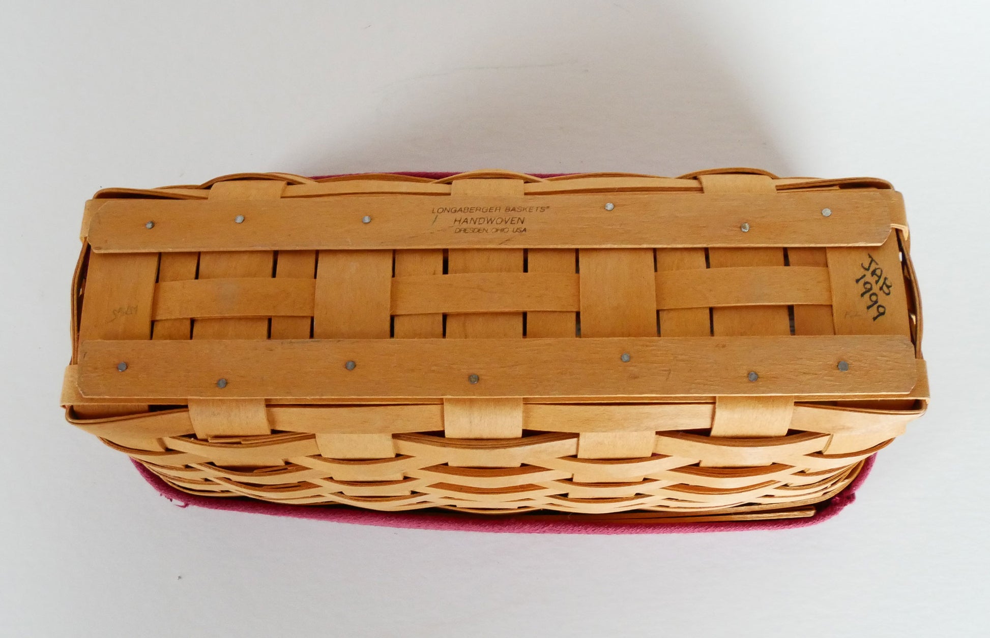 Vintage Longaberger Basket Tray with Red Liner, Vintage Longaberger and Liner, Vintage Basket Tray Divider, Vintage Home Decor