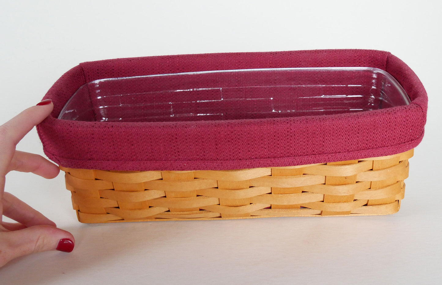Vintage Longaberger Basket Tray with Red Liner, Vintage Longaberger and Liner, Vintage Basket Tray Divider, Vintage Home Decor