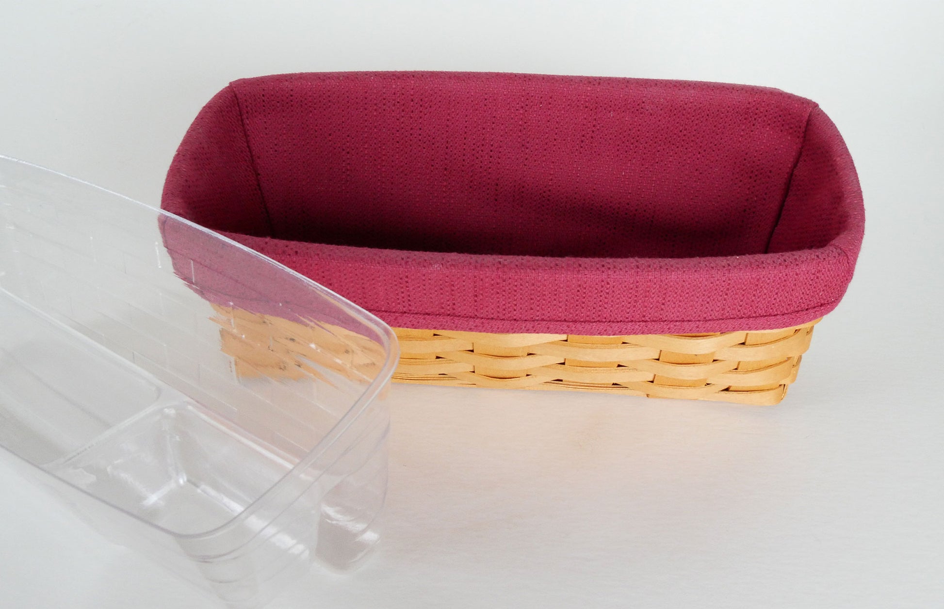 Vintage Longaberger Basket Tray with Red Liner, Vintage Longaberger and Liner, Vintage Basket Tray Divider, Vintage Home Decor