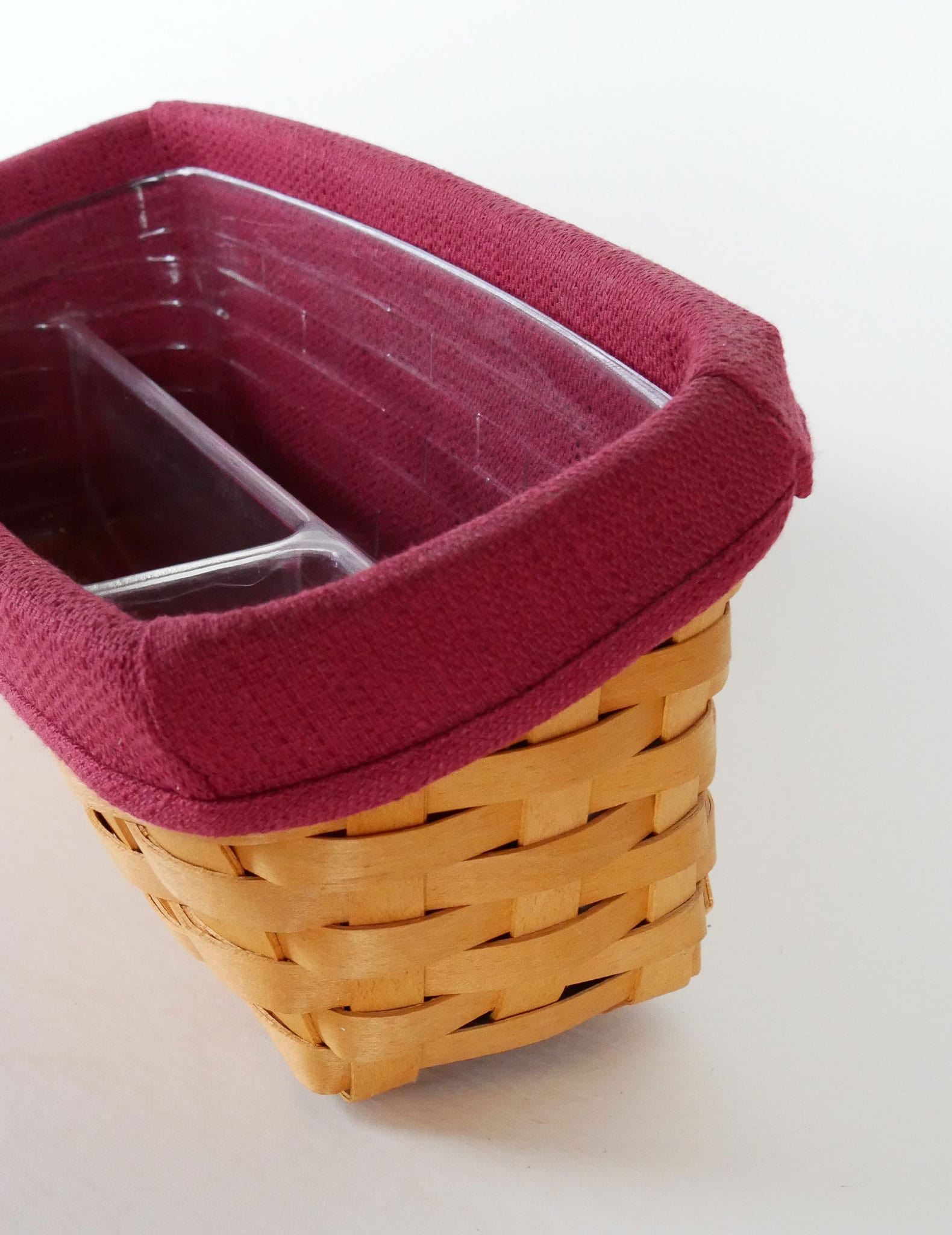 Vintage Longaberger Basket Tray with Red Liner, Vintage Longaberger and Liner, Vintage Basket Tray Divider, Vintage Home Decor