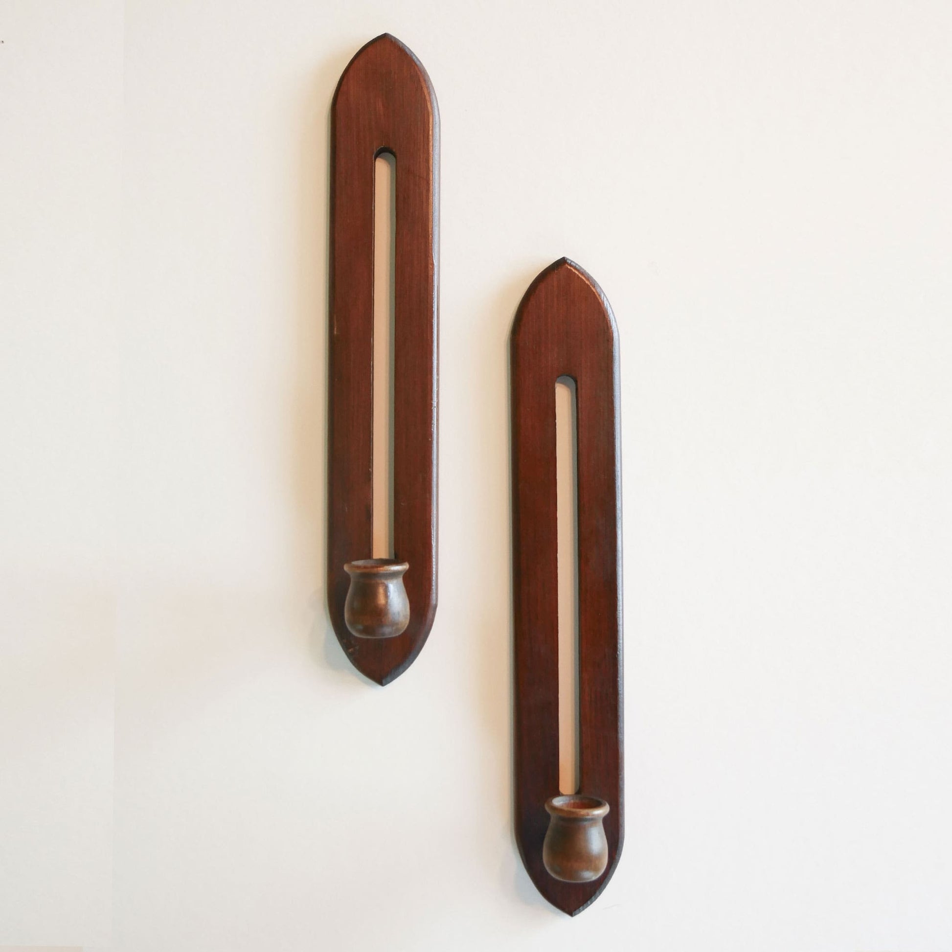 Pair of Vintage MCM Wood Candlestick Sconces, Midcentury Wall Sconce, MCM Candlestick Holders, Midcentury Home Deocr, Vintage MCM Decor, Vintage Midcentury Decor