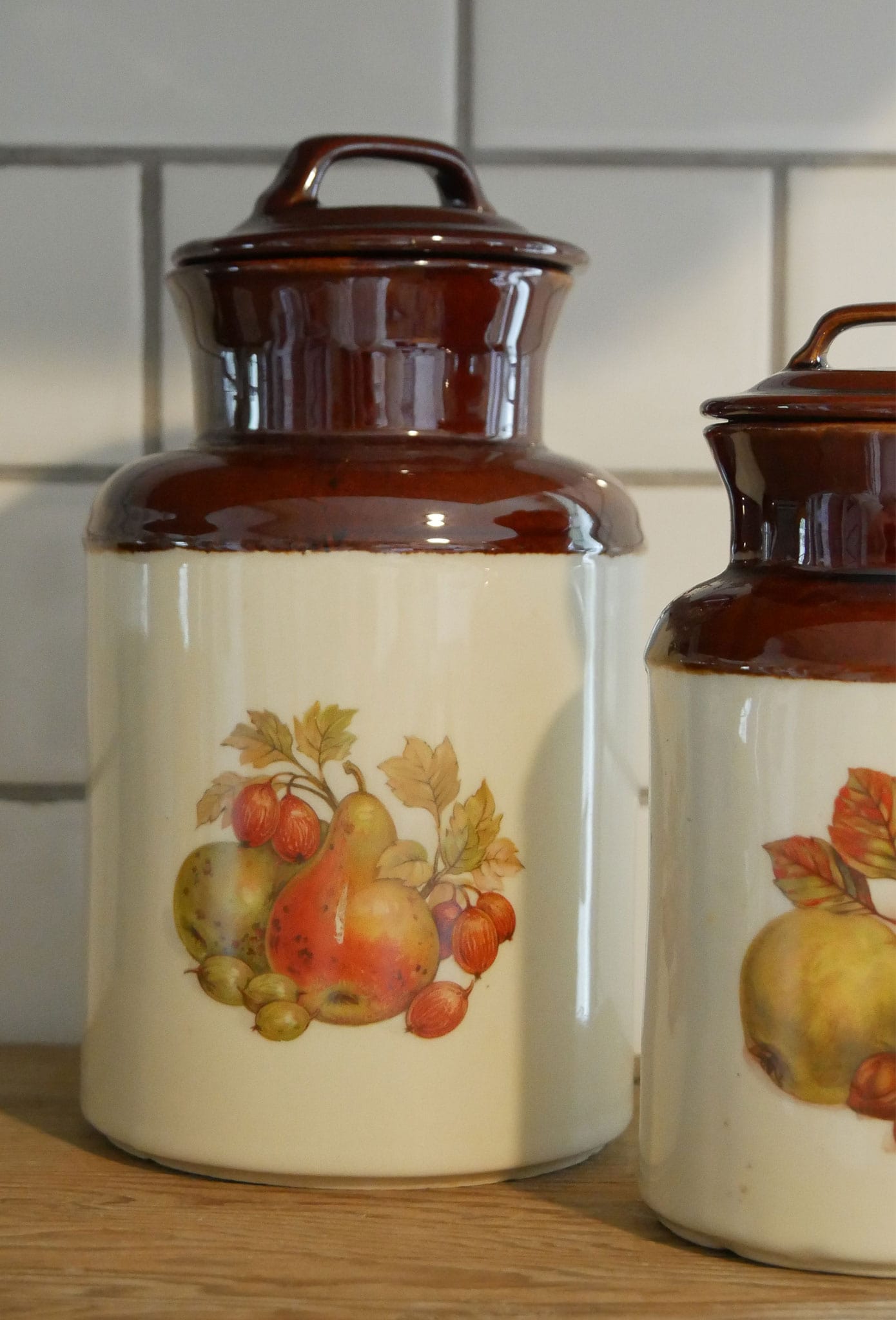 Vintage McCoy Two Tone Jard with Lid Harvest Design Farmhouse Stoneware Vintage Farmhouse Stoneware