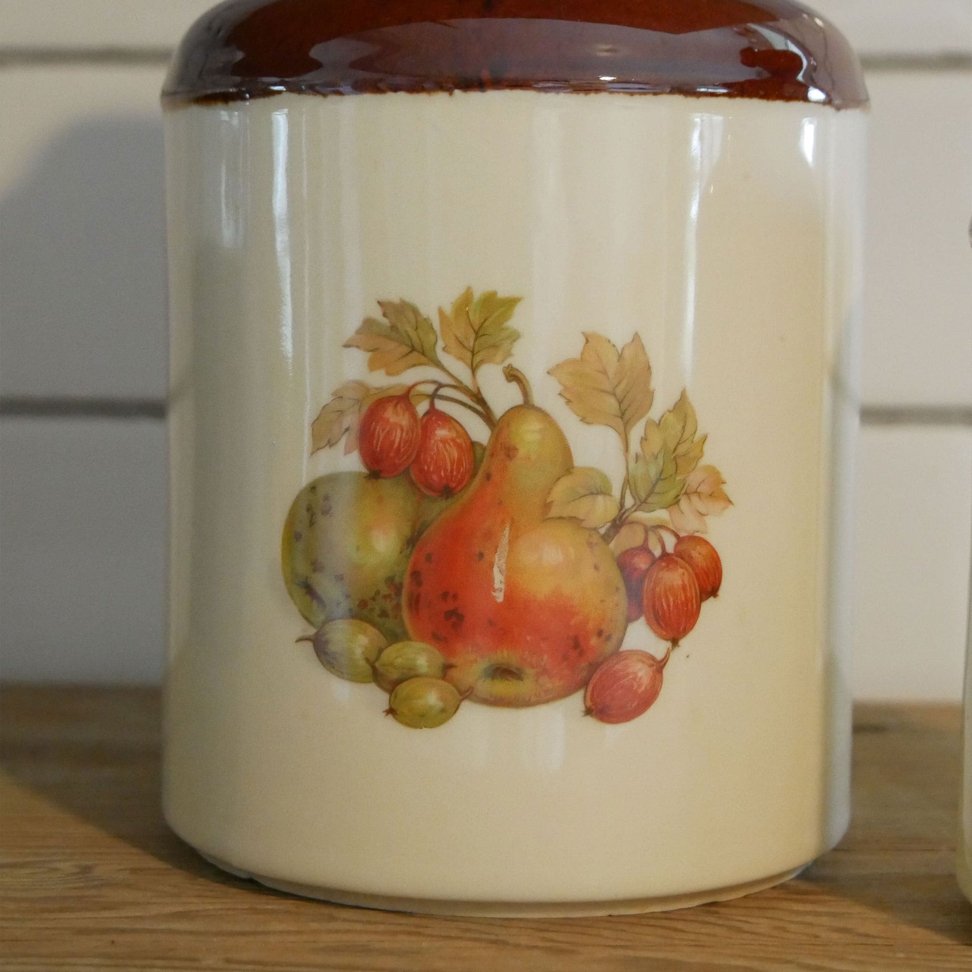 Vintage McCoy Two Tone Jard with Lid Harvest Design Farmhouse Stoneware Vintage Farmhouse Stoneware