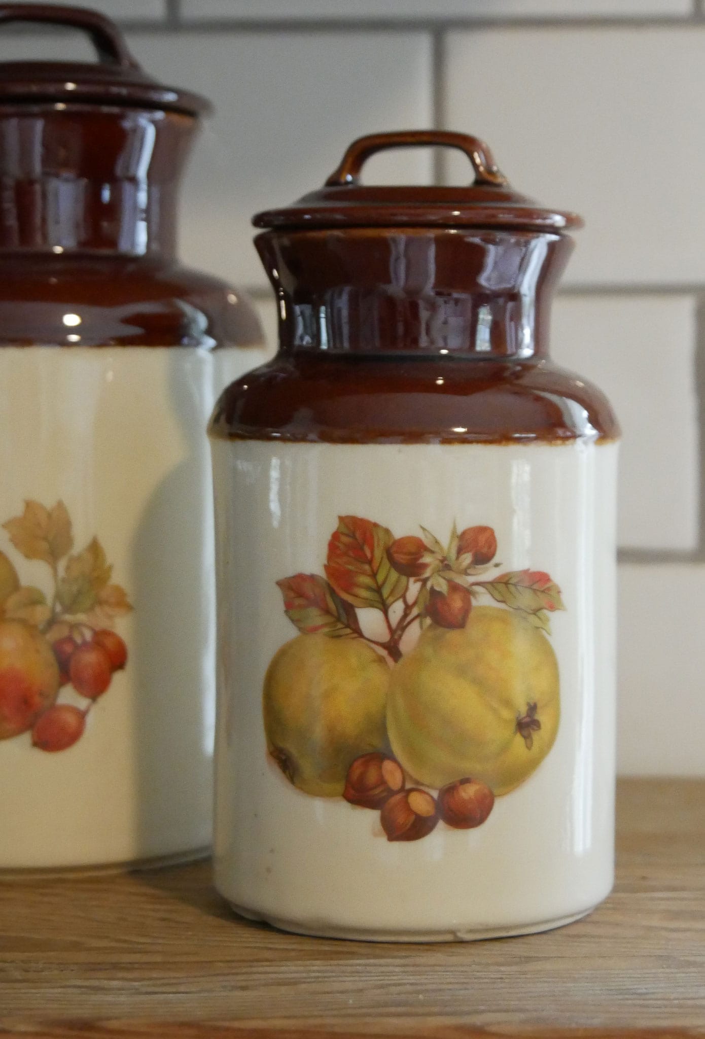 Vintage McCoy Two Tone Jard with Lid Harvest Design Farmhouse Stoneware Vintage Farmhouse Stoneware