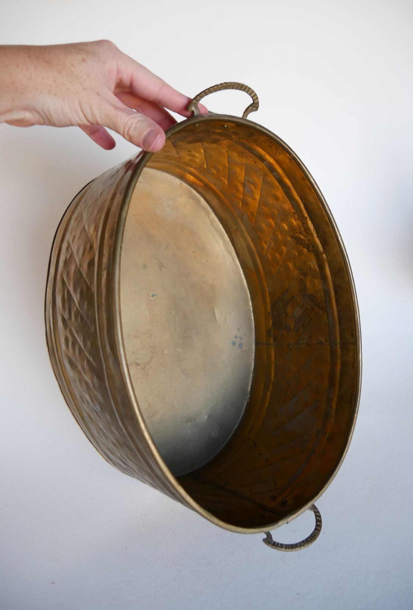 Vintage Brass Bucket, Vintage Brass Bucket Elephant Handles, Vintage Brass Elephant Bucket