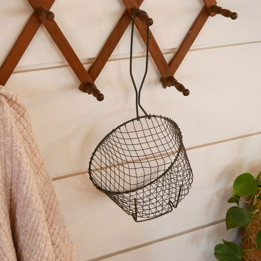 Vintage-Metal-Mesh-Wire-Handheld-Frier-Basket, Vintage Farmhouse Basket, Vintage Wire Hanging Basket, Vintage Home Decor, Vintage Farmhouse Decor