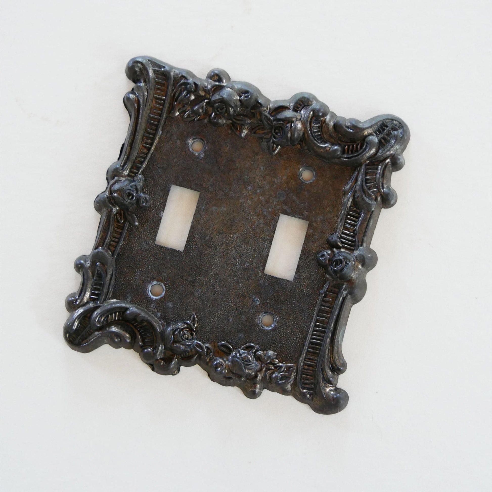 Vintage Ornate Floral Metal Double Light Switch Cover, Vintage Light Cover, Vintage Floral Light Cover, Vintage Metal Light Cover, Vintage Light Switch Cover