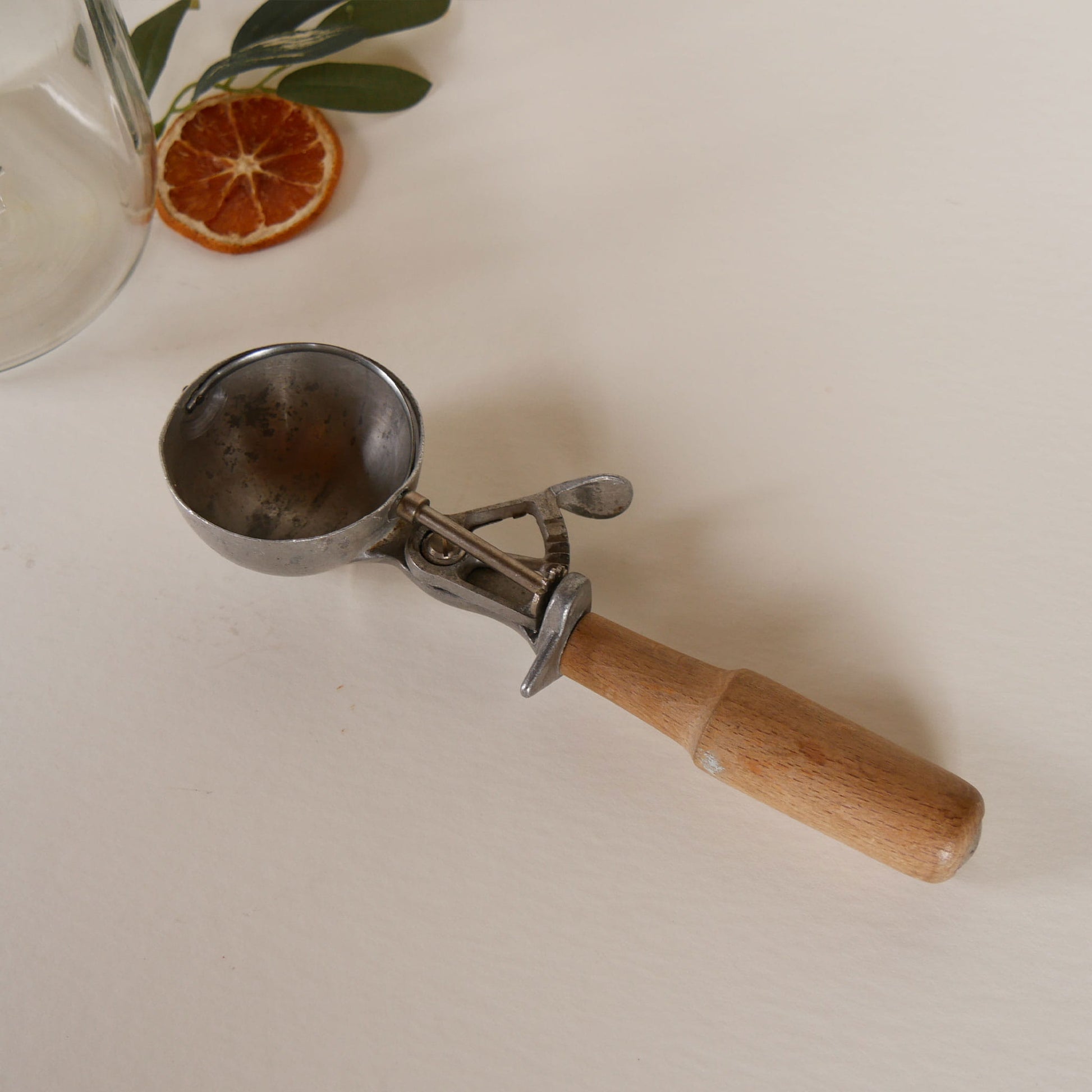 Antique Ice Cream Scoop, Vintage Ice Cream SCoop, Indesctructo #4 Ice Cream Scoop, 1920s Ice Cream SChool, MEtal and Wood Handle Ice Cream Scoop, Vintage Kitchen Tools, Vintage Kitchen Utensils, Antique Kitchen Tools, Antique Kitchen Utensils, Primitive Kitchen Tools