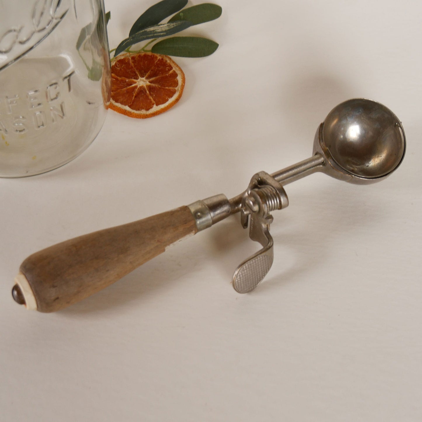 Antique Ice Cream Scoop, Vintage Ice Cream SCoop, Indesctructo #4 Ice Cream Scoop, 1920s Ice Cream SChool, MEtal and Wood Handle Ice Cream Scoop, Vintage Kitchen Tools, Vintage Kitchen Utensils, Antique Kitchen Tools, Antique Kitchen Utensils, Primitive Kitchen Tools