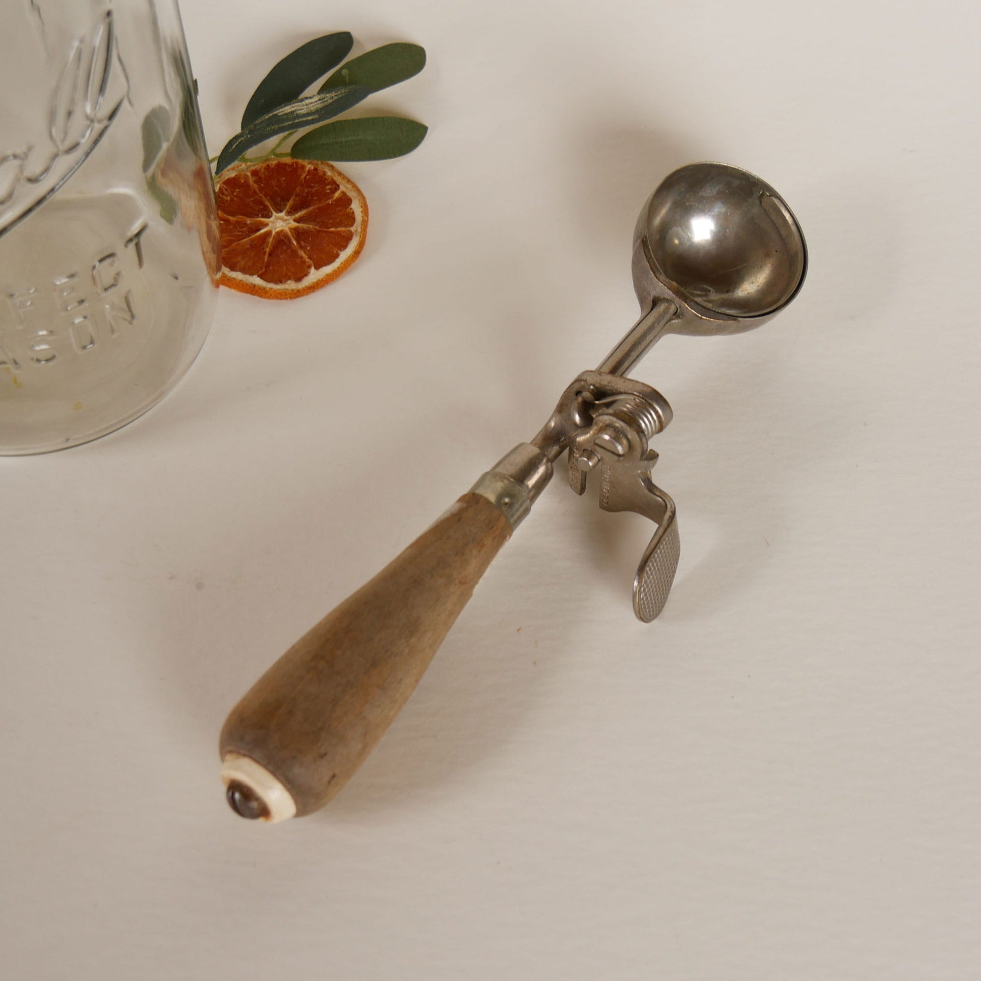 Antique Ice Cream Scoop, Vintage Ice Cream SCoop, Indesctructo #4 Ice Cream Scoop, 1920s Ice Cream SChool, MEtal and Wood Handle Ice Cream Scoop, Vintage Kitchen Tools, Vintage Kitchen Utensils, Antique Kitchen Tools, Antique Kitchen Utensils, Primitive Kitchen Tools
