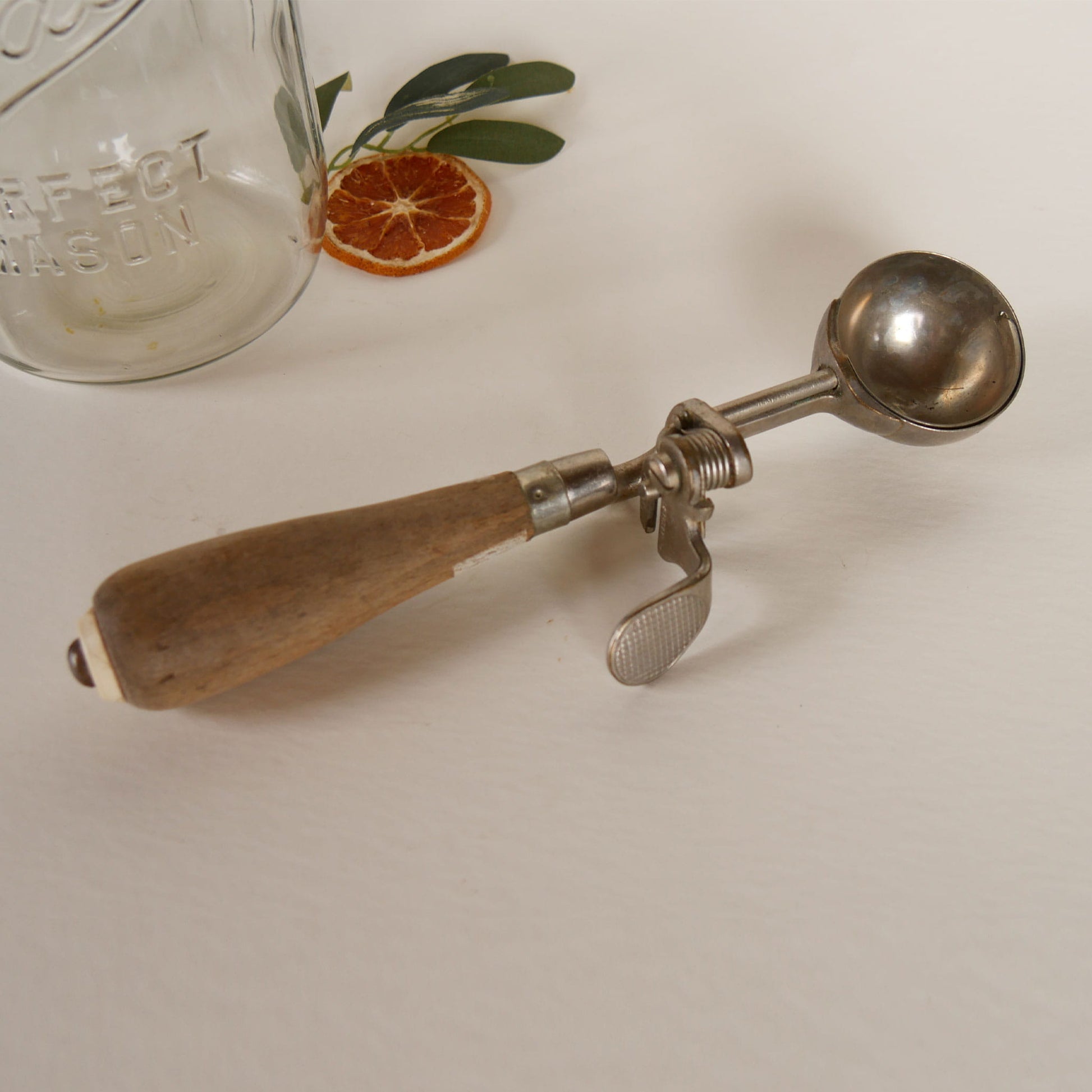 Antique Ice Cream Scoop, Vintage Ice Cream SCoop, Indesctructo #4 Ice Cream Scoop, 1920s Ice Cream SChool, MEtal and Wood Handle Ice Cream Scoop, Vintage Kitchen Tools, Vintage Kitchen Utensils, Antique Kitchen Tools, Antique Kitchen Utensils, Primitive Kitchen Tools