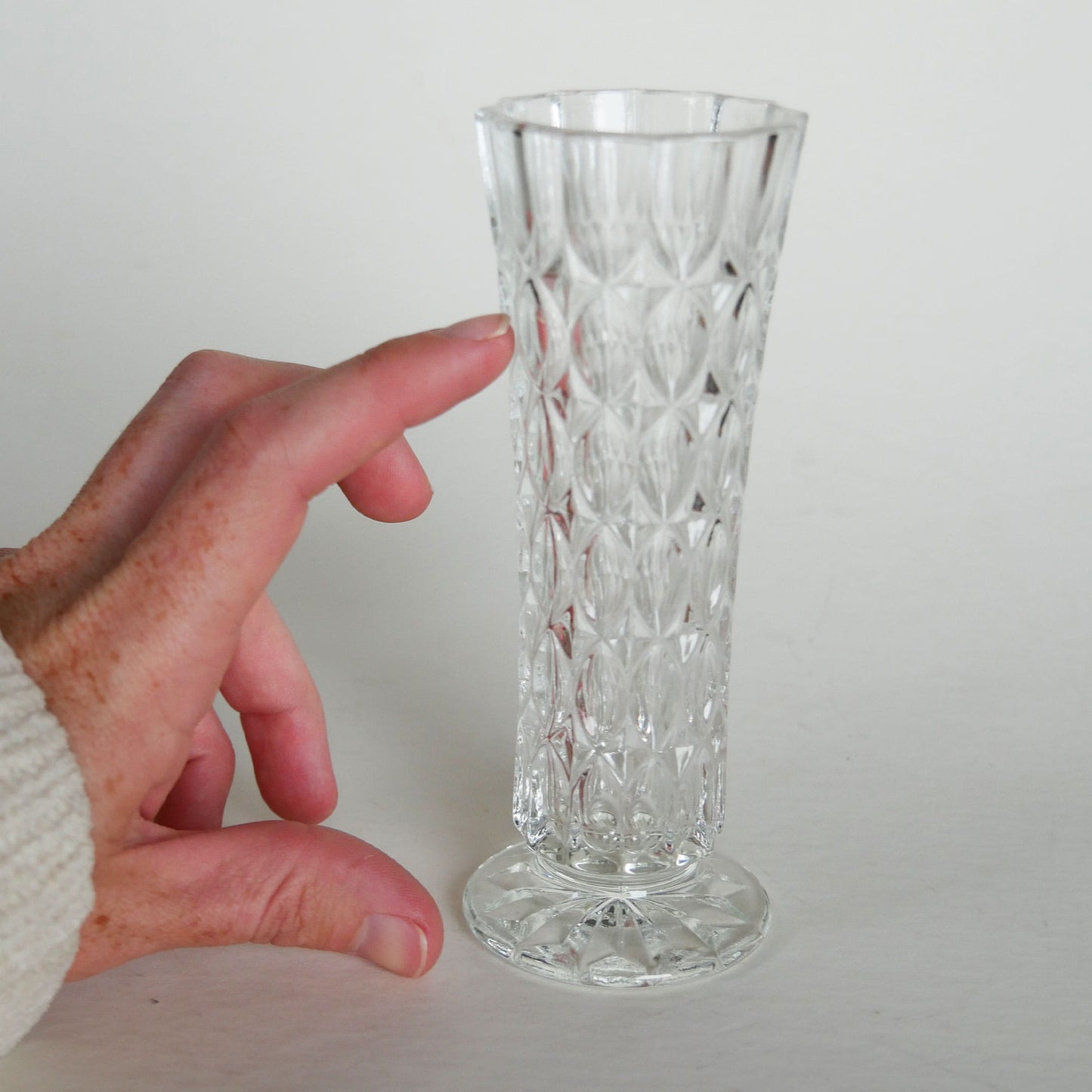Vintage Pressed Glass Footed Bud Vase, Glass Pedestal Vase, Pedestal Clear Glass Vase, Vintage Glass Mini Vase, Vintage Mini Vase, Vintage Cottagecore Vase